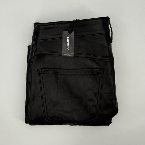 Express Modern Straight Super High‎ Rise Black Faux Leather Pants 14S NWT - Picture 1 of 8
